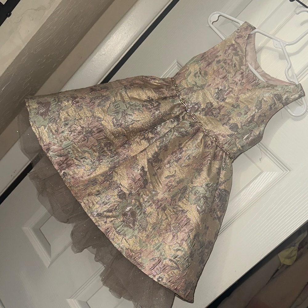 Rare edition Floral Metallic Dress with Tulle Skirt